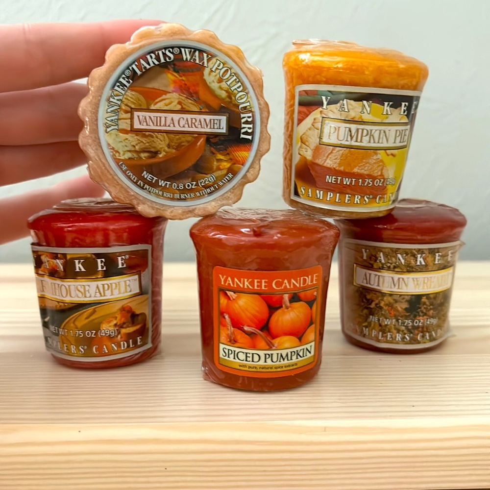 Vintage Yankee Candle Votive Candles and tart with BBW 3 wick candle holder